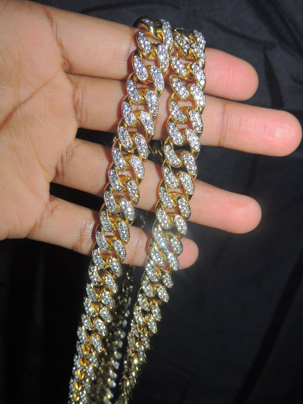 13mm Iced Out 18K Gold Miami Cuban Link | IceyCrew