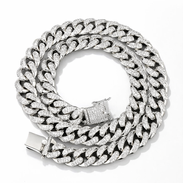 Cadena cubana Miami de oro de 18 quilates con eslabones de 13 mm y acabado helado