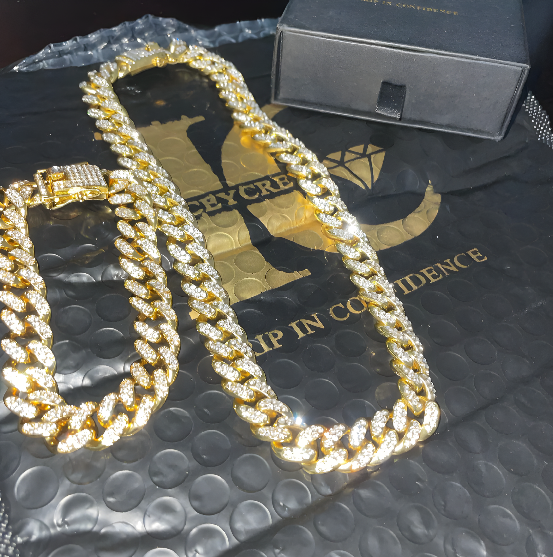 Iced Out 18K Gold Miami Cuban Link + Bracelet Set | IceyCrew