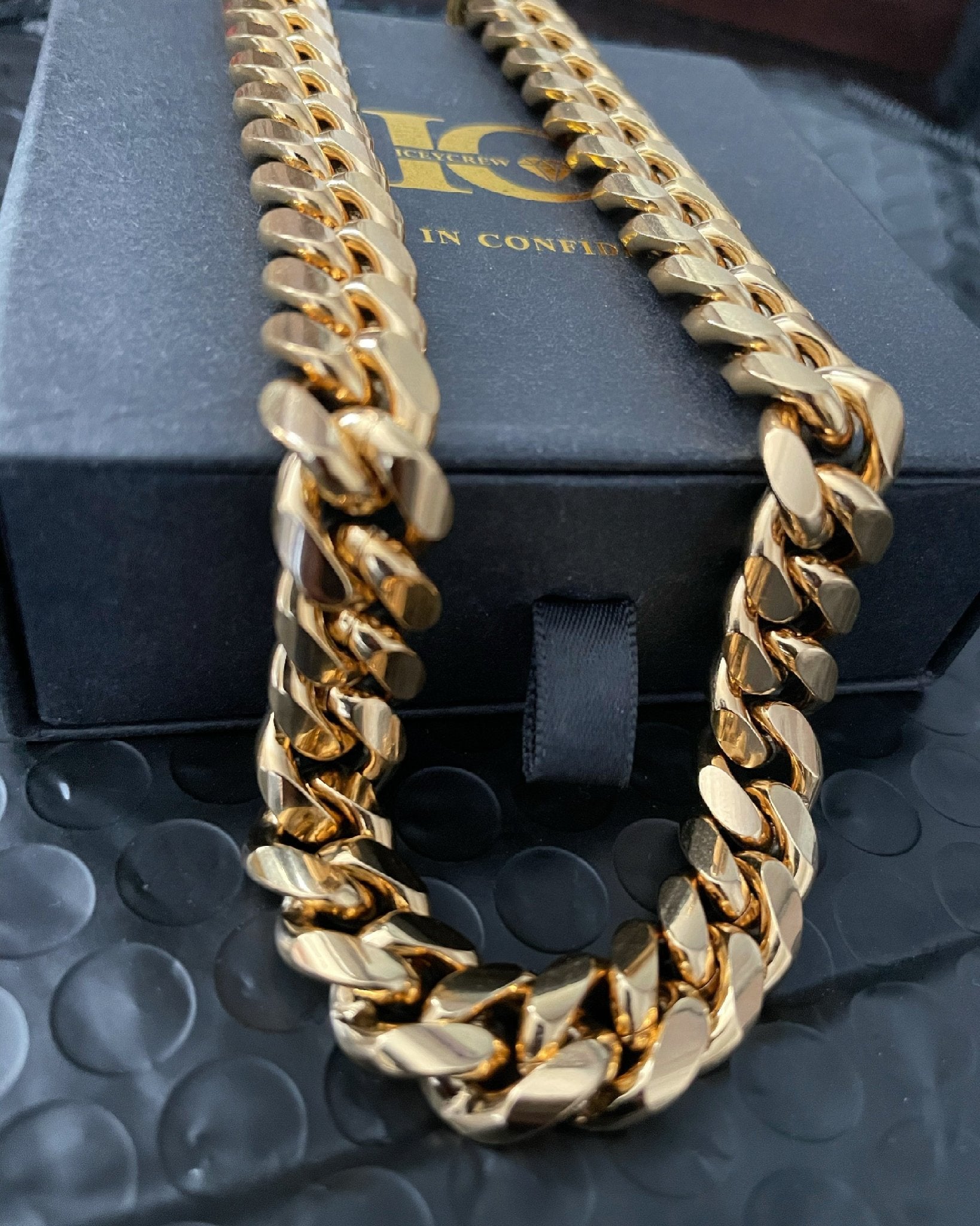 12mm Stainless Steel Gold Miami Cuban Curb Chain - IceyCrew