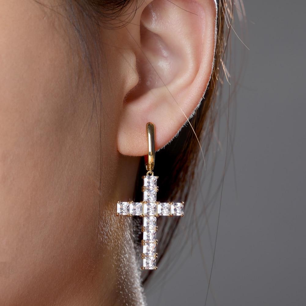 Iced out cross earrings mens Clearance