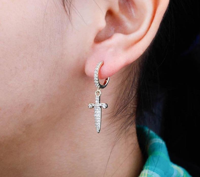 Iced Out Dagger Drop Earrings | IceyCrew